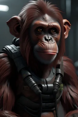 cyberpunk monkey urang utan indonesia, 8k, realistic, full body raw