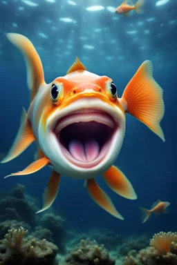 one fish with human smile