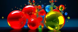 a high definition IMAGE detailing DEAD BUBBLES, PRIMARY COLORS, VIVID, VRAY