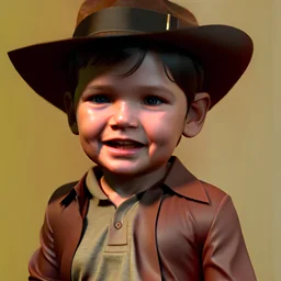 Indiana Jones toddler, full body, whip, dramatic lighting, hyper realistic