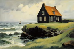 The house in the sea painted by Poul Anker Bech