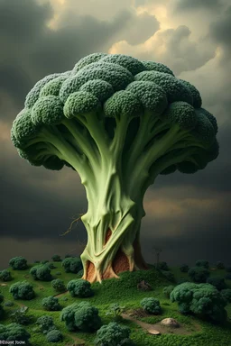 surreal green broccoli tornado