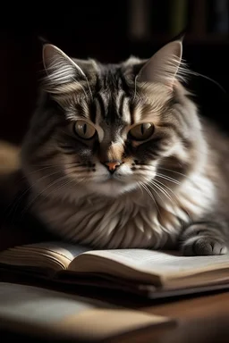 Cat with book
