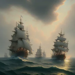 Ship of the line firing broadside, 1793, spanish mediterranean sea, waterfront, alphonse mucha, greg rutkowski, sharp painting, volumetric lighting, volumetric clouds, maya render, hyper detailed, 8k, uhd, exaggerated colors, fantasy art, felix kelly, seb mckinnon, jessada sutthi, boris vallejo, lin chen