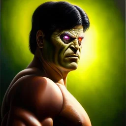 Ultra detailed fullbody Portrait in oil on canvas of Immortal Hulk,extremely detailed digital painting, extremely detailed face,crystal clear Big Glowing eyes, mystical colors ,perfectly centered image, perfect composition, rim light, beautiful lighting, 8k, stunning scene, raytracing, anatomically correct, in the style of robert e howard and Ken Kelley and Ohrai Noriyoshi and Simon Bisley and tomzj1