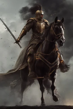 Knight on horseback with a sword casting magic