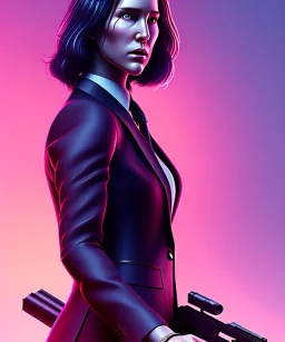 Female John wick, full body, bokeh, hyper realistic