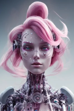 cyborg, pink hair, seven , perfekt eye, real, dream