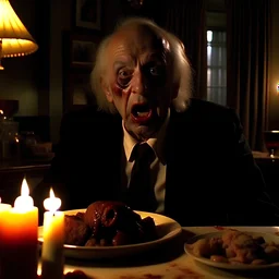 Spooky, ultra realistic distress, dining, ultra realistic nothingness, giant odd, organic hot splops, dynamic, anguish, excited and lively scene, hypermaximalist figures, Creepy the Ring Alfred Hitchcock, Sam Raimi, insanely detailed, sinister, John Carpenter, Dario Argento, ornate