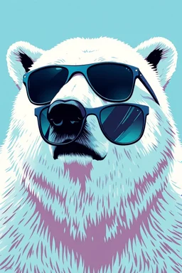 polar bear with sunglasses in the style of warhol