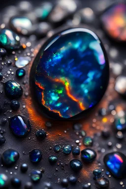 a super macro shot of a black opal stone