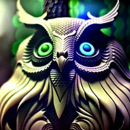 intricate details, realistic, octane, unreal engine, portrait, natural lighting,zoomed out + portrait, volumetric lighting, shiny,extreme detail, Photorealism, High detail, Hyper realistic Owl in forest, macro lens blur,abstract paint, sharp,eos5d mark 4, ef 85mm 5.6, focus, trending by artstation