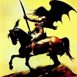 Death Dealer ride a horse by Frank Frazetta style