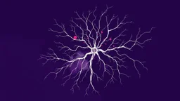 A minimalist abstract digital art graphic and ink montage,. Deep dark purple background with neural network, nervous system, white-dark blue-magenta-pale gray and black colors, Clean composition with strangge vibe, modern digital art style with surreal vibe, Photorealistic with emotional with abstraction , neurodivergens mood