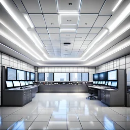 control and command center, simple design, clean layout, clear floor, tiled ceiling, simple ceiling, empty floor, empty ceiling