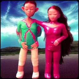 Boy alien and girl alien