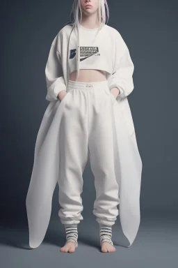 Billie Eilish, underpants, white socks, pale skin, high detail, realistic, 8k, not to be distinguished from a photo