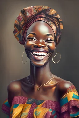 Beautiful african woman smiling , wearing a dress