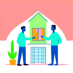 illustration of someone paying rent with minimal colors