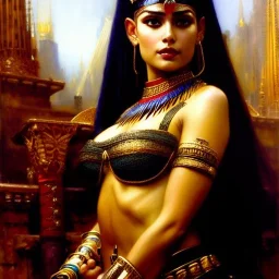 portrait beautiful face Cleopatra ,busty,ancient metal armor balanciaga fashion clothe painting by gaston bussiere, greg rutkowski, yoji shinkawa, yoshitaka amano, tsutomu nihei, donato giancola, tim hildebrandt, oil on canvas, cinematic composition, extreme detail,fit full head inside picture