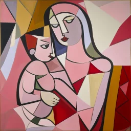 piccasso cubism pink woman and child