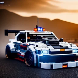 car built with legos, bumper, headlights, fullscreen