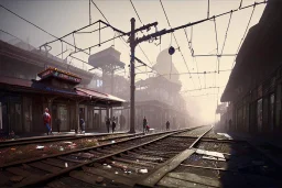 fruitvale bartstation, oakland california, urban , streetview, downtown, slums , fog , realistic, unity, scriptable render pipeline , cinematic lighting.