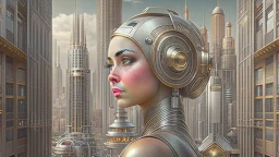 Metropolis like female android with open circuit