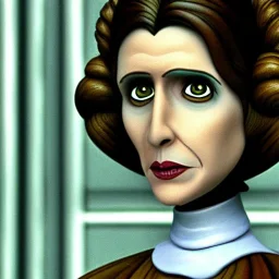 extrem tim burton style of princess leia, sharp focus,3D
