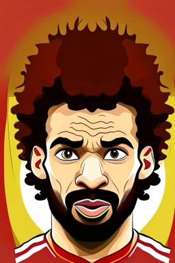 face Mohamed Salah Egyptian soccer player goal on Jupiter 2d cartoon