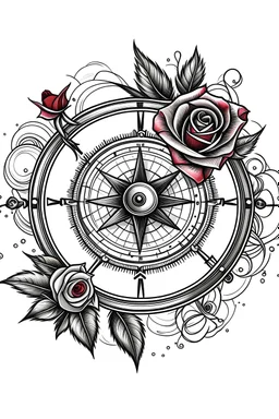Roses and compass with white background