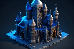 Dark Magic castle, Low poly, magic crystal ,Polygon, Geometric, 3D, Artstation, Antoni Gaudi style, Gaudism, Modern Architecture
