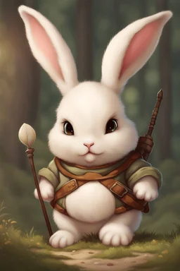 Cute chubby bunny floppy ears adventurer dnd art realism