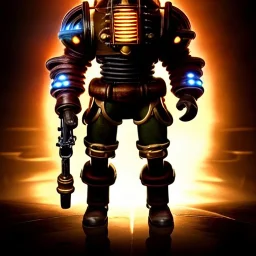 a picture of atlas from Bioshock, darker colors, master quality, backlighting, soft lights, full body portrait, in frame, 8k, dark color pallet, perfectly drawn face, well drawn, BioShock, steampunk