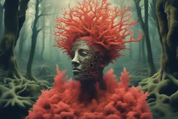 cultivate collage Coral Man surreal esoteric inforest