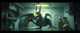 duck demon in the fridge in the style of fantasy art