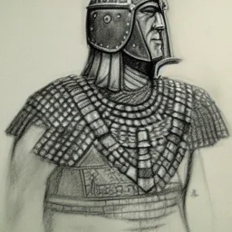 pencil and charcoal portait sketch of king raedwald with sutton hoo helmet