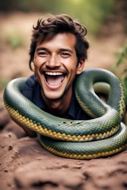 one snake with human smile