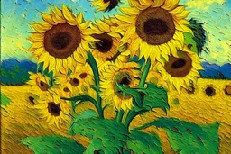 Sunflowers meadow van gogh