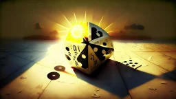 a Sun, dice a domino, half world