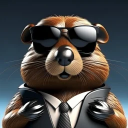 beaver as a special agent with sunglasses photorealistic