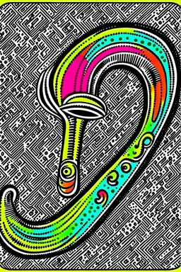 Vintage pop art style, musical horn curve