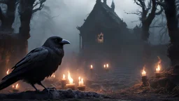 (dark magic), (grim), the raven ,(intricate details), (hyperdetailed), 8k hdr, high detailed, lot of details, high quality, soft cinematic light, dramatic atmosphere, atmospheric perspective