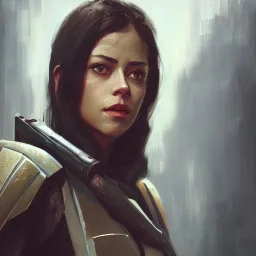 portrait of a woman by greg rutkowski, rosa salazar as a young mandalorian bounty hunter from star wars expanded universe, highly detailed portrait, digital painting, artstation, concept art, smooth, sharp foccus ilustration, artstation hq