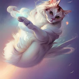 Cat flying , in Anna Dittmann style