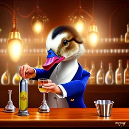 An Aylesbury Duck Being a Bartender in a Tavern