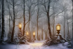 FOREST LANTERN WINTER PATH FALL