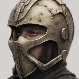 Fantasy, portrait, watercolor, chain mail, Anglo Saxon, masked helmet