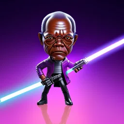 Samuel jackson purple jedi bobblehead with lightsaber and boots, big head