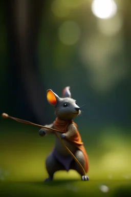 portrait of wallaby elf training spear throwing, bokeh like f/0.8, tilt-shift lens 8k, high detail, smooth render, down-light, unreal engine, prize winning